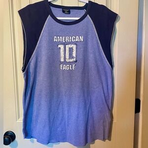 Vintage American Eagle Outfitters Blue Rugby Sleeveless T-Shirt Top